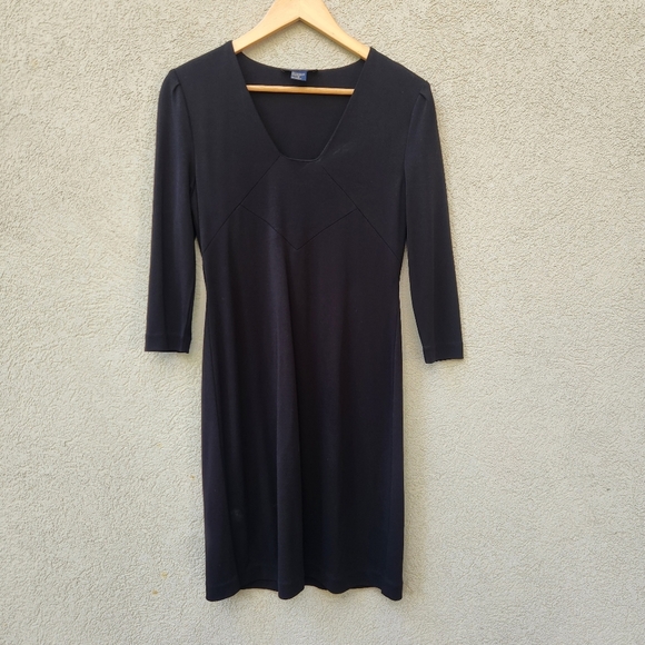 Boston Proper Dress Women's Small Black Rayon Classic Modest Minimalist Career - Picture 1 of 9